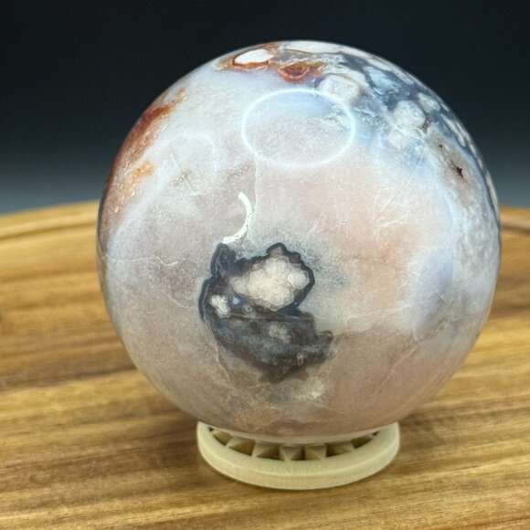 Blue Flower Agate Asterism Sakura Sphere Crystal Polished Natural 66.5mm 402.56g - Picture 3 of 11